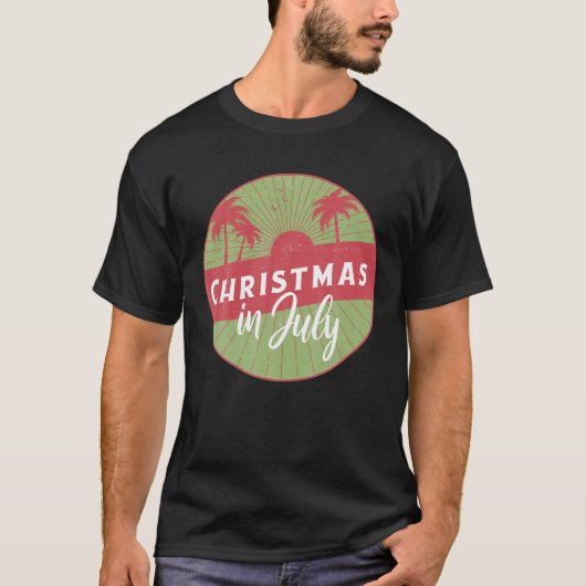 Retro-zonnebank en palmbomen Kerstmis I T-shirt (Voorkant)