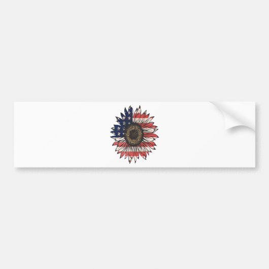 Retro Zonnebloem 4 juli VS Bumpersticker (Voorkant)