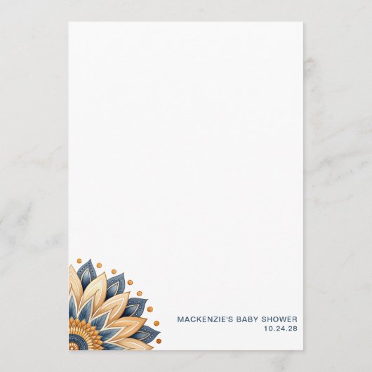 Retro Zonnebloem Baby shower Gift Bingo Spel Kaart (Achterkant)