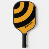 Retro Zonnebloem Buzz Drie Cirkel Streep met Naam Pickleball Paddle (Achterkant)