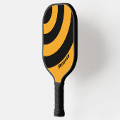 Retro Zonnebloem Buzz Drie Cirkel Streep met Naam Pickleball Paddle (Links)