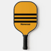 Retro Zonnebloem Buzz Drie Dwars Strepen | Naam Pickleball Paddle (Achterkant)