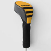 Retro Zonnebloem Buzz Drie Overdwars Streep met Na Golfheadcover (Schuin)