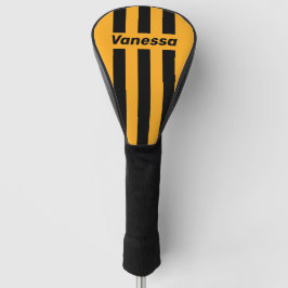 Retro Zonnebloem Buzz Drie Speldstrepen met Naam Golfheadcover