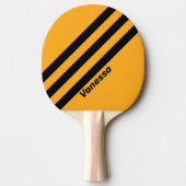 Retro Zonnebloem Buzz Drie Strepen met Naam Tafeltennisbatje (Voorkant)