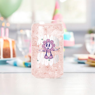 Retro Zonnebloem Cartoon Citaat Roze Blikvorm Glas