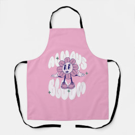 Retro Zonnebloem Cartoon Quote Roze Schort