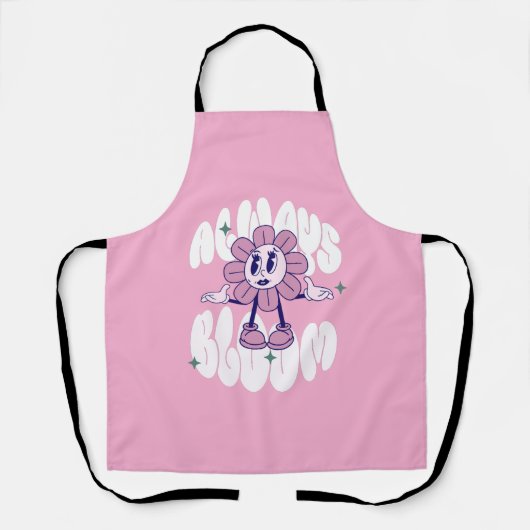 Retro Zonnebloem Cartoon Quote Roze Schort (Voorkant)