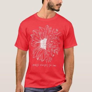 Retro zonnebloem groeit tussen de Chaos Positive L T-shirt