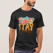Retro Zonnebloem Hippie Blijf Mooie Positieve Gees T-shirt (Voorkant)
