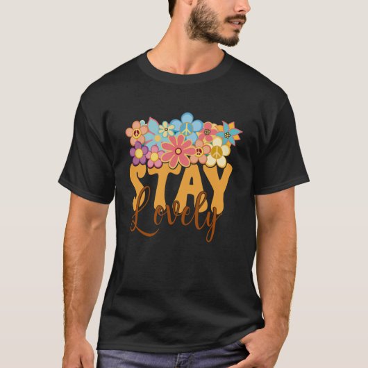 Retro Zonnebloem Hippie Blijf Mooie Positieve Gees T-shirt (Voorkant)