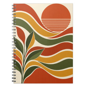 Retro Zonnebloem Mid Century Design Notitieboek