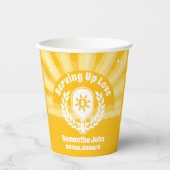 Retro Zonnebloem Pickleball Bruidsdiner Papieren Bekers (Voorkant)