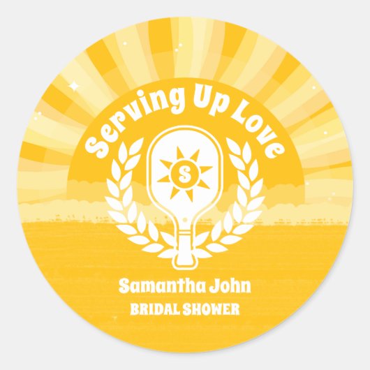 Retro Zonnebloem Pickleball Bruidsdiner Ronde Sticker (Voorkant)