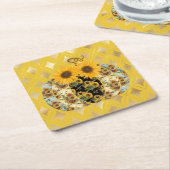 Retro  Zonnebloem Pompoen Papier Onderzetters (Schuin)