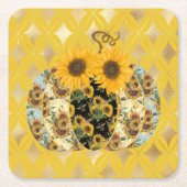 Retro  Zonnebloem Pompoen Papier Onderzetters (Voorkant)