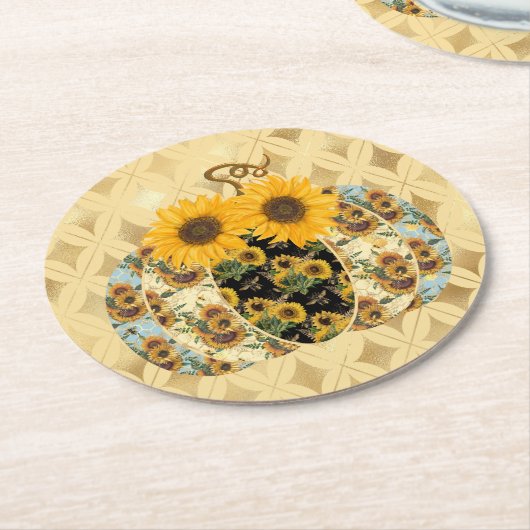 Retro  Zonnebloem Pompoen Papier Onderzetters (Gebogen)
