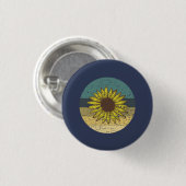 Retro Zonnebloem Ronde Button 3,2 Cm (Voorkant /achterkant)