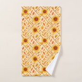 Retro Zonnebloem & Rustieke Boerderij Waterverf Bad Handdoek (Handdoek)