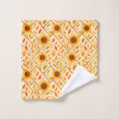 Retro Zonnebloem & Rustieke Boerderij Waterverf Bad Handdoek (Wasdoekje)