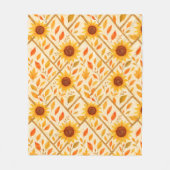 Retro Zonnebloem & Rustieke Boerderij Waterverf Fleece Deken (Voorkant)