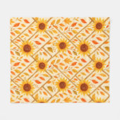 Retro Zonnebloem & Rustieke Boerderij Waterverf Fleece Deken (Voorkant (Horizontaal))