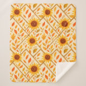 Retro Zonnebloem & Rustieke Boerderij Waterverf Sherpa Deken (Voorkant)