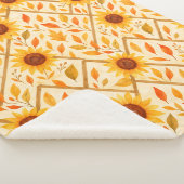 Retro Zonnebloem & Rustieke Boerderij Waterverf Sherpa Deken (3/4)