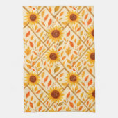 Retro Zonnebloem & Rustieke Boerderij Waterverf Theedoek (Verticaal)