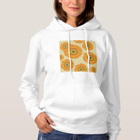Retro-zonnebloemen Hoodie (Voorkant)