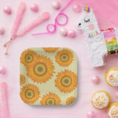 Retro-zonnebloemen Papieren Bordje (Feest)