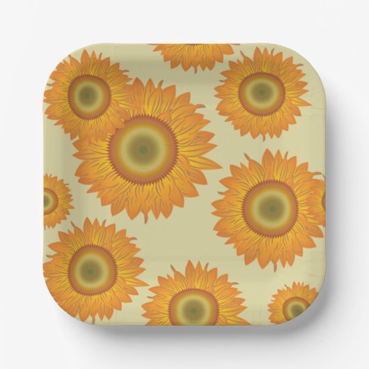 Retro-zonnebloemen Papieren Bordje (Voorkant)