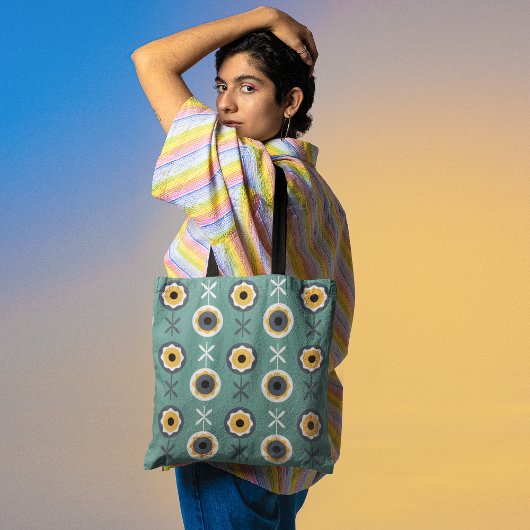 Retro zonnebloemen tote bag