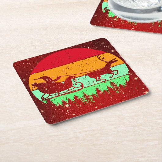 Retro -zonnebrande-rendieren kartonnen onderzetters (Schuin)
