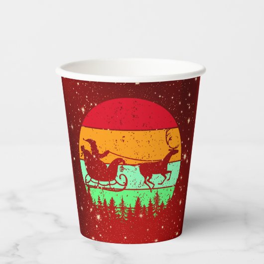 Retro -zonnebrande-rendieren papieren bekers (Voorkant)