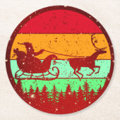 Retro -zonnebrande-rendieren ronde kartonnen onderzetter (Voorkant)