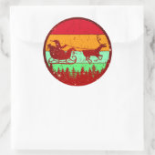 Retro -zonnebrande-rendieren ronde sticker (Tas)