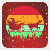 Retro -zonnebrande-rendieren vierkante sticker (Voorkant)