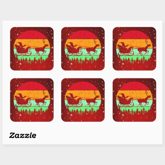 Retro -zonnebrande-rendieren vierkante sticker (Vel)