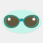 Retro zonnebril Blauwgroen Ovale Sticker (Voorkant)