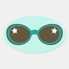 Retro zonnebril Blauwgroen Ovale Sticker