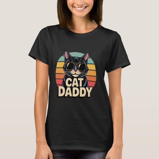 Retro zonnebril Cat Daddy Cat vader Vaderdag T-shirt (Voorkant)