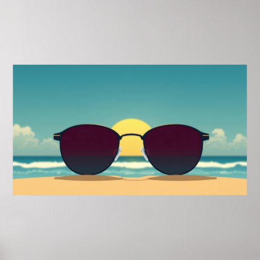 Retro zonnebril en zon poster (Voorkant)