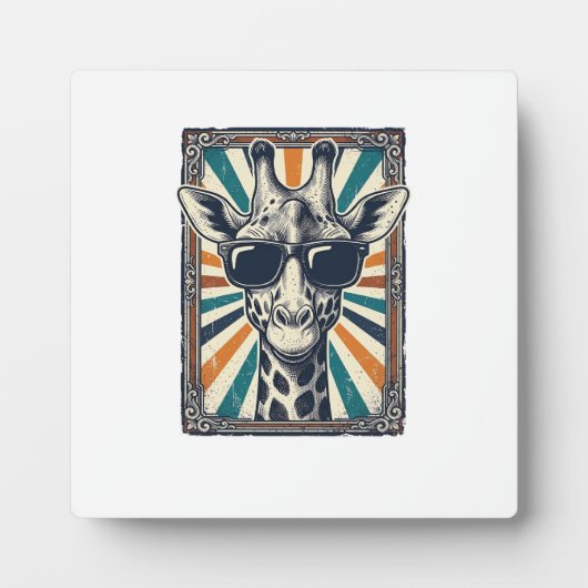 Retro Zonnebril Giraffe Fotoplaat (Voorkant)