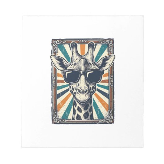 Retro Zonnebril Giraffe Notitieblok (Voorkant)