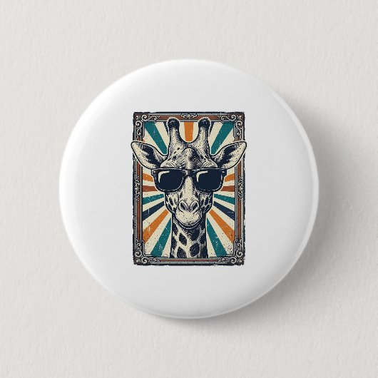 Retro Zonnebril Giraffe Ronde Button 5,7 Cm (Voorkant)