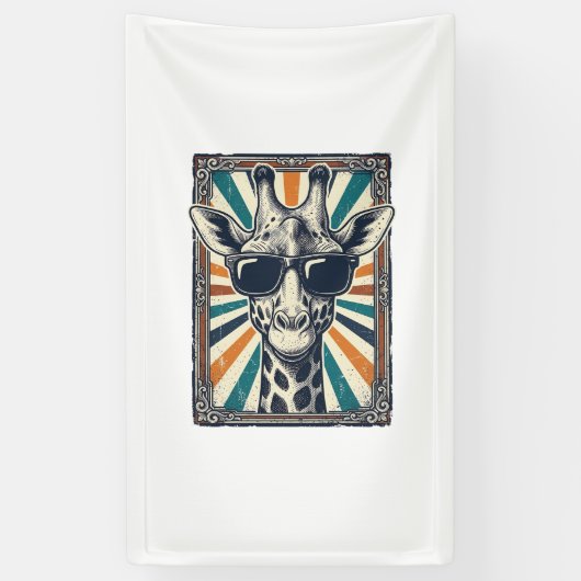 Retro Zonnebril Giraffe Spandoek (Verticaal)