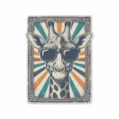 Retro Zonnebril Giraffe Sticker (Voorkant)