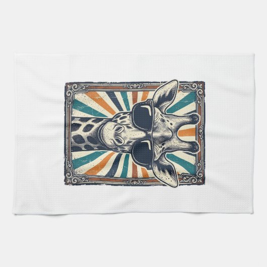 Retro Zonnebril Giraffe Theedoek (Horizontaal)