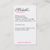 Retro zonnebril haar en schoonheid make-up visitekaartje (Achterkant)